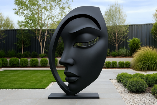 Mulier Poised Large Black Sculpture for Courtyards (5 Feet)