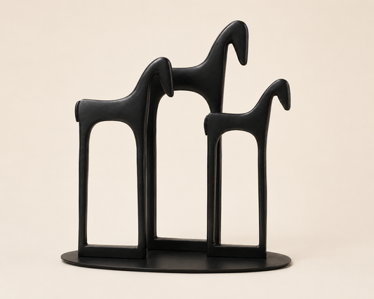 Contemporary Trio Horse Sculpture (Black)