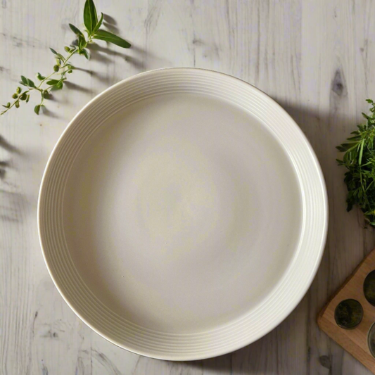 Elysian White Ceramic Dinner Plate (Set of 2)