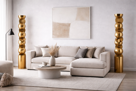 Wabi Sabi Golden Wood Totem Sculpture