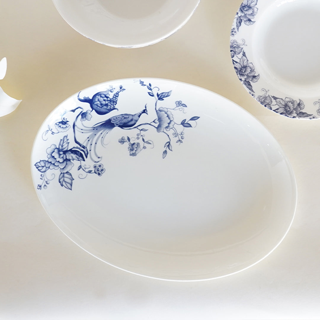 Apricus Peacock Bone China Rice Platter