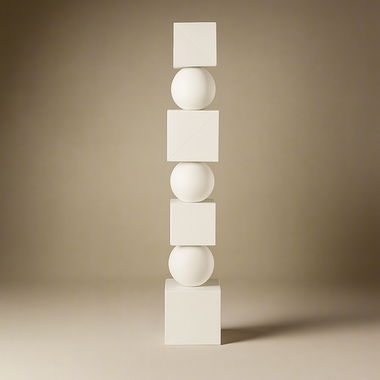 Japandi Wooden Large Sculpture (Ivory)