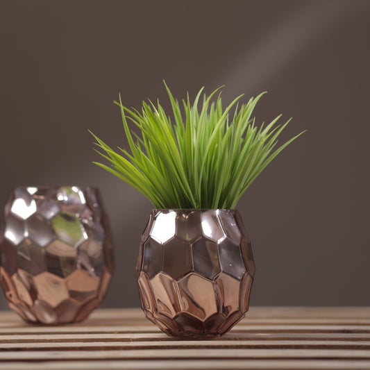 Aethra Glossy Rose Gold Vase