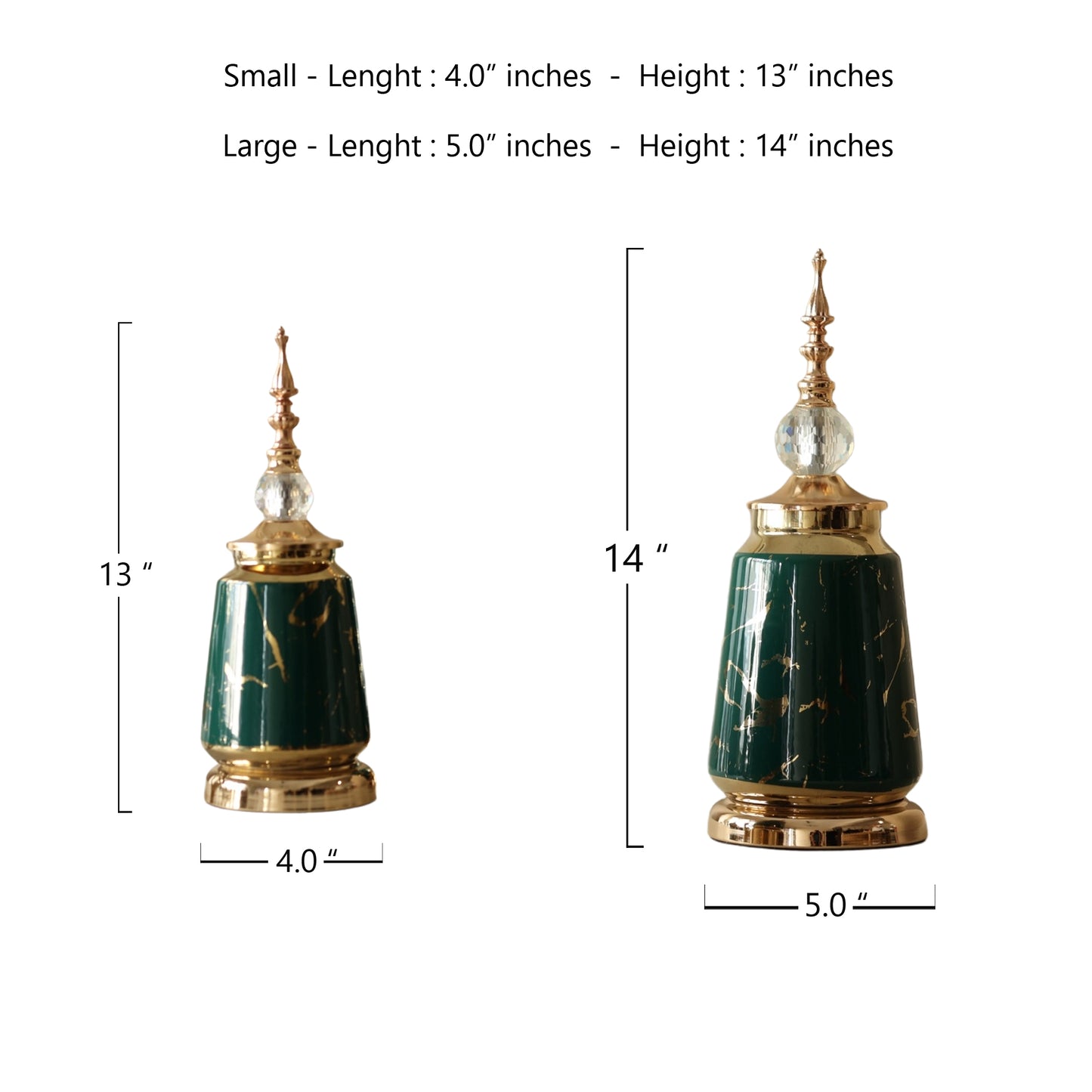 Green Antique Decor Centrepieces (Set of 2)