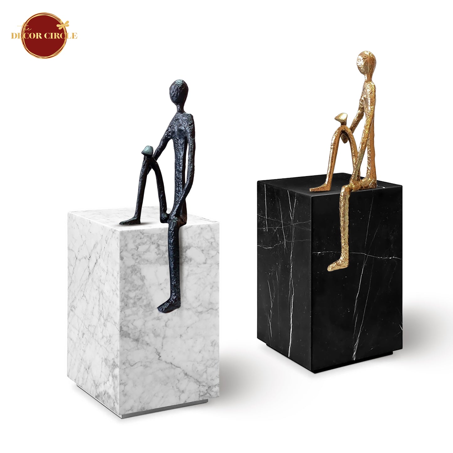 Home Decor Sitting Man Gold Sculpture