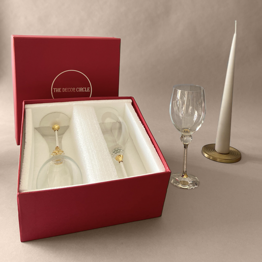 Caelus Gold Crystal Wine Glasses (Set of 4)