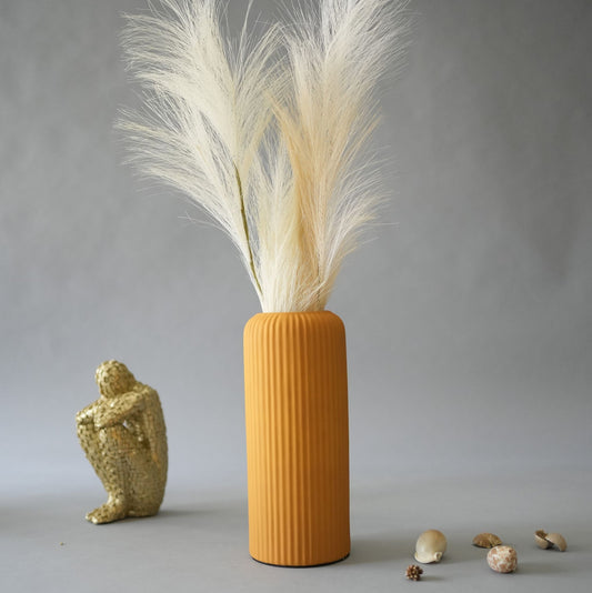 Rippled Orange ceramic vase