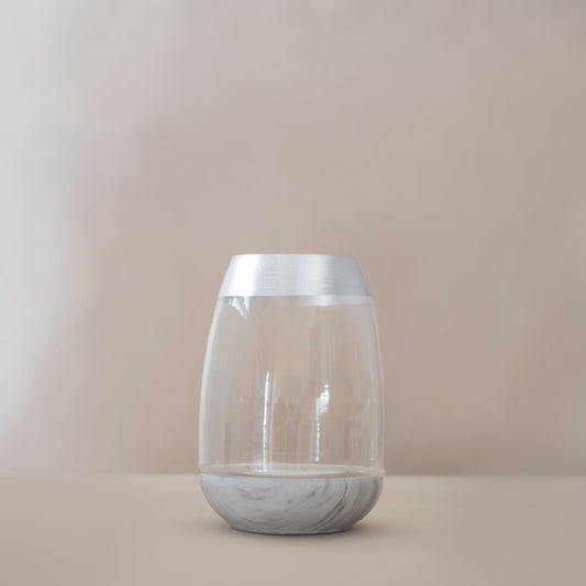 Silver Glass Marble Vase (Large)