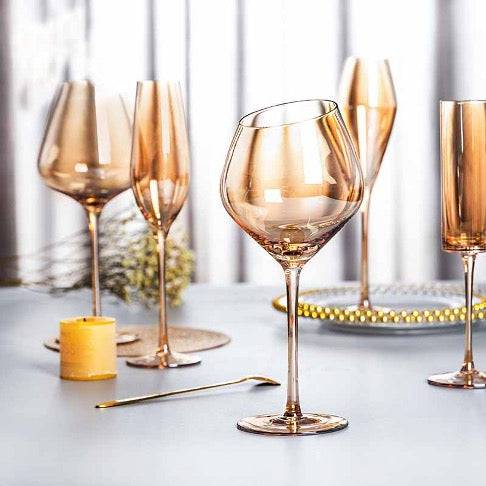 Barware Slanting Gold Wine Glass (Set of 2/Set of 6)