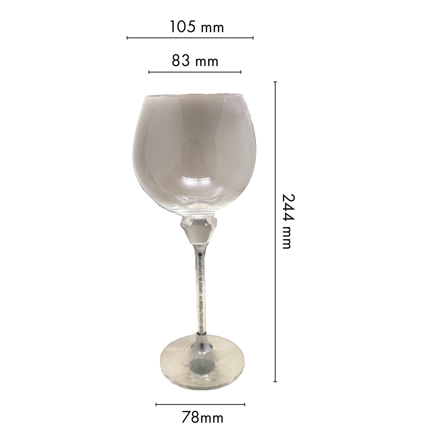 Caelus Silver Crystal Goblet Wine Glasses (Set of 4)
