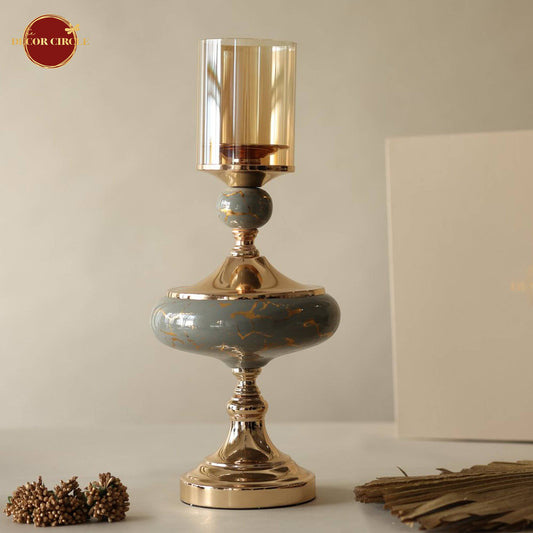 Stellaus Vintage Gold Candle Stands (Set of 2)