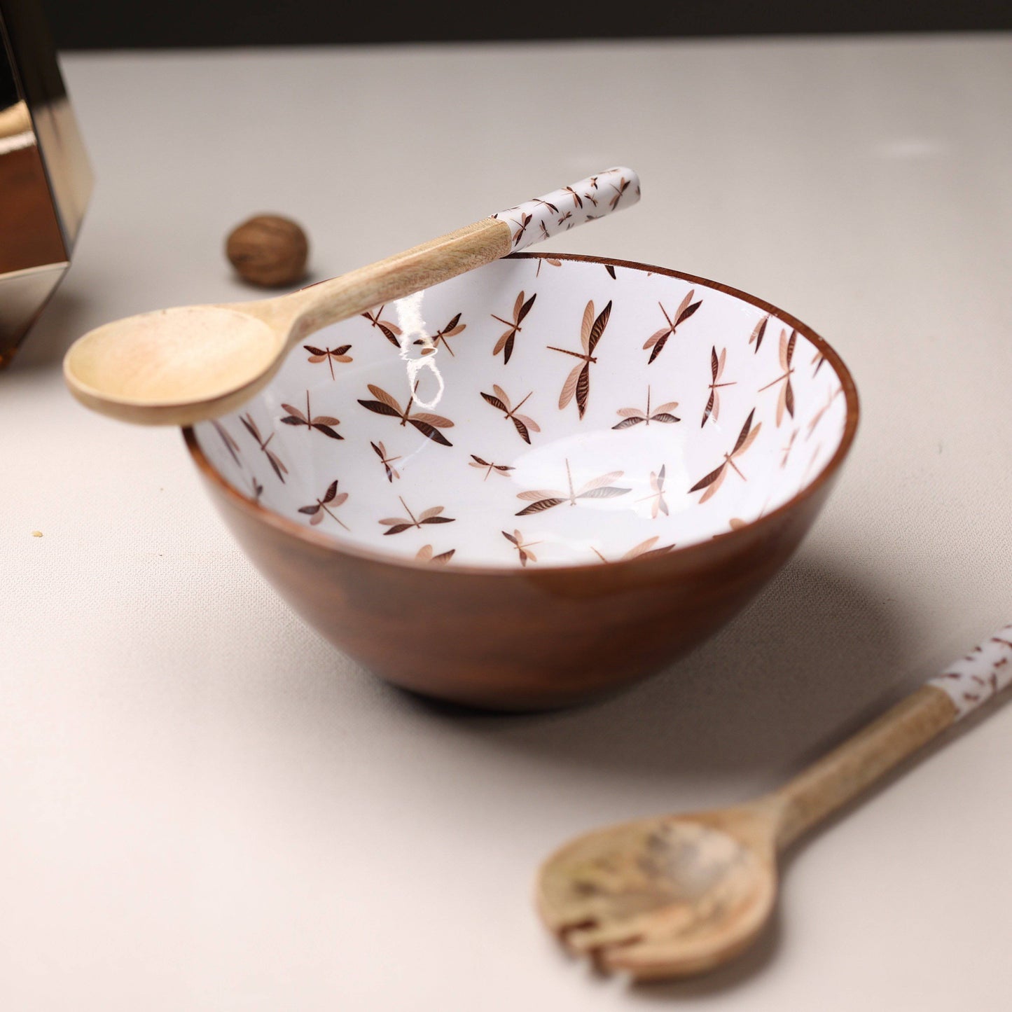 Dragonfly Snack/Salad Multipurpose Wooden Bowl - The Decor Circle