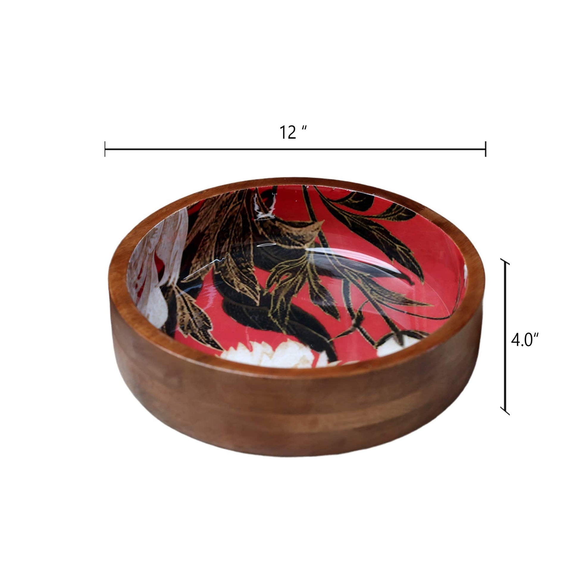 Red Paradise Multipurpose Large Snack Wooden Bowl - The Decor Circle
