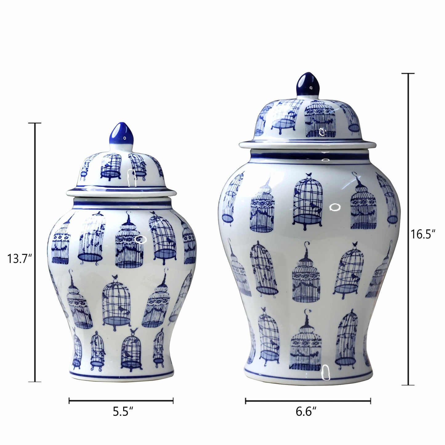 Luxury Decor Blue Bird Cage Decorative Jar - The Decor Circle