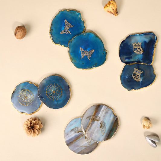 Decor Butterfly Blue Agate Coasters (Set of 2) - The Decor Circle