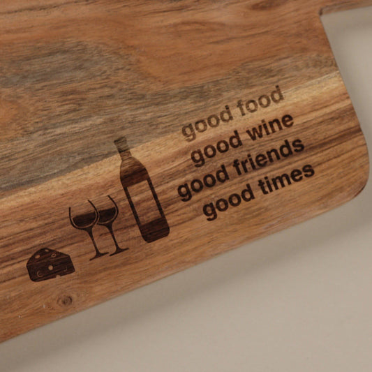 Wooden Marble 'Good Times' Cheese/Bread Platter (11 inches)