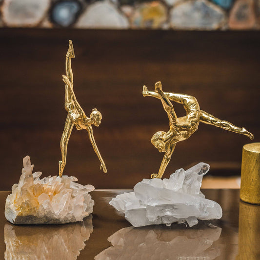 Virago Man Ballerina Crystal Sculpture - Crystal Brass Sculpture - The Decor Circle