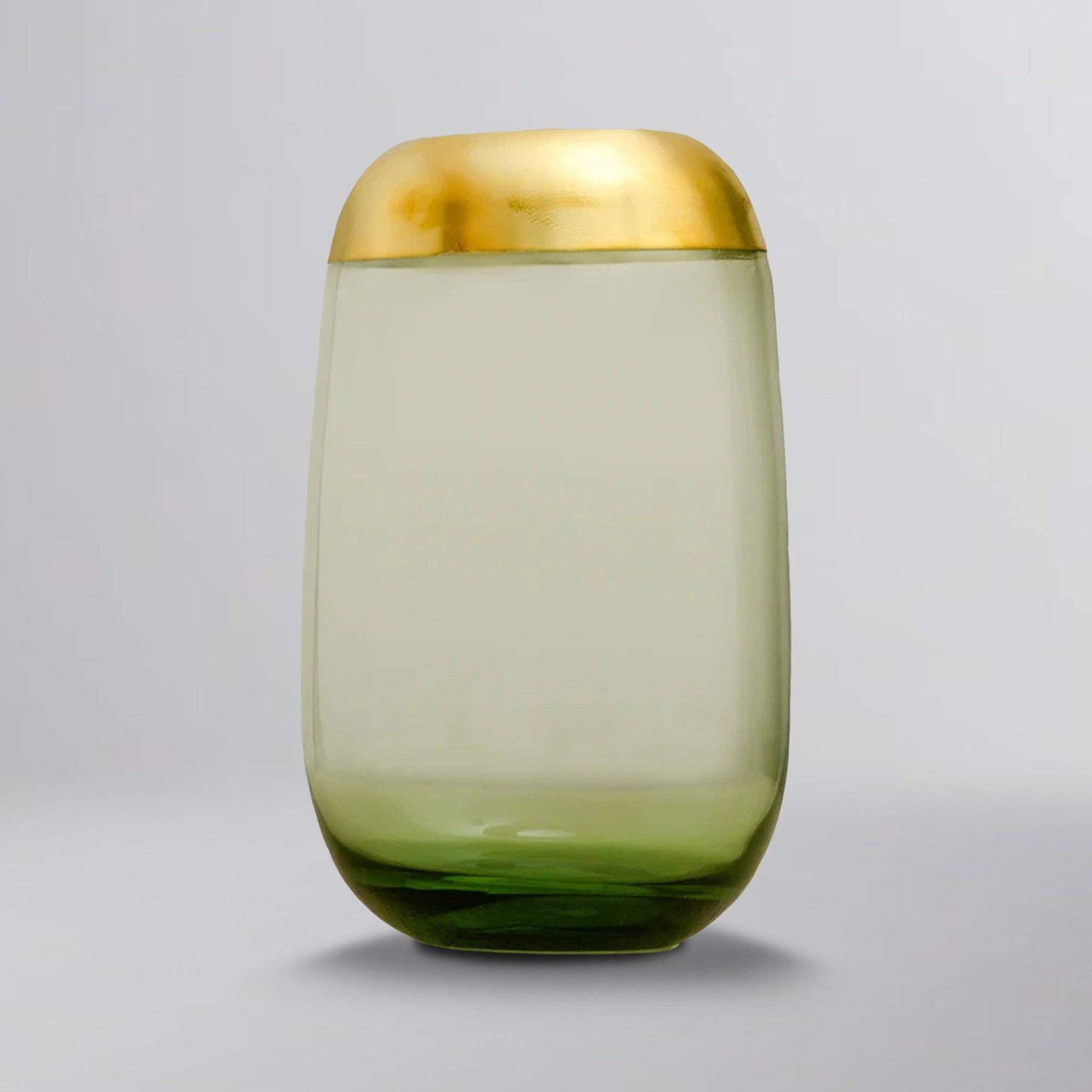 Home Decor Lamia Green Gold Shaded Glass Vase-Large - The Decor Circle