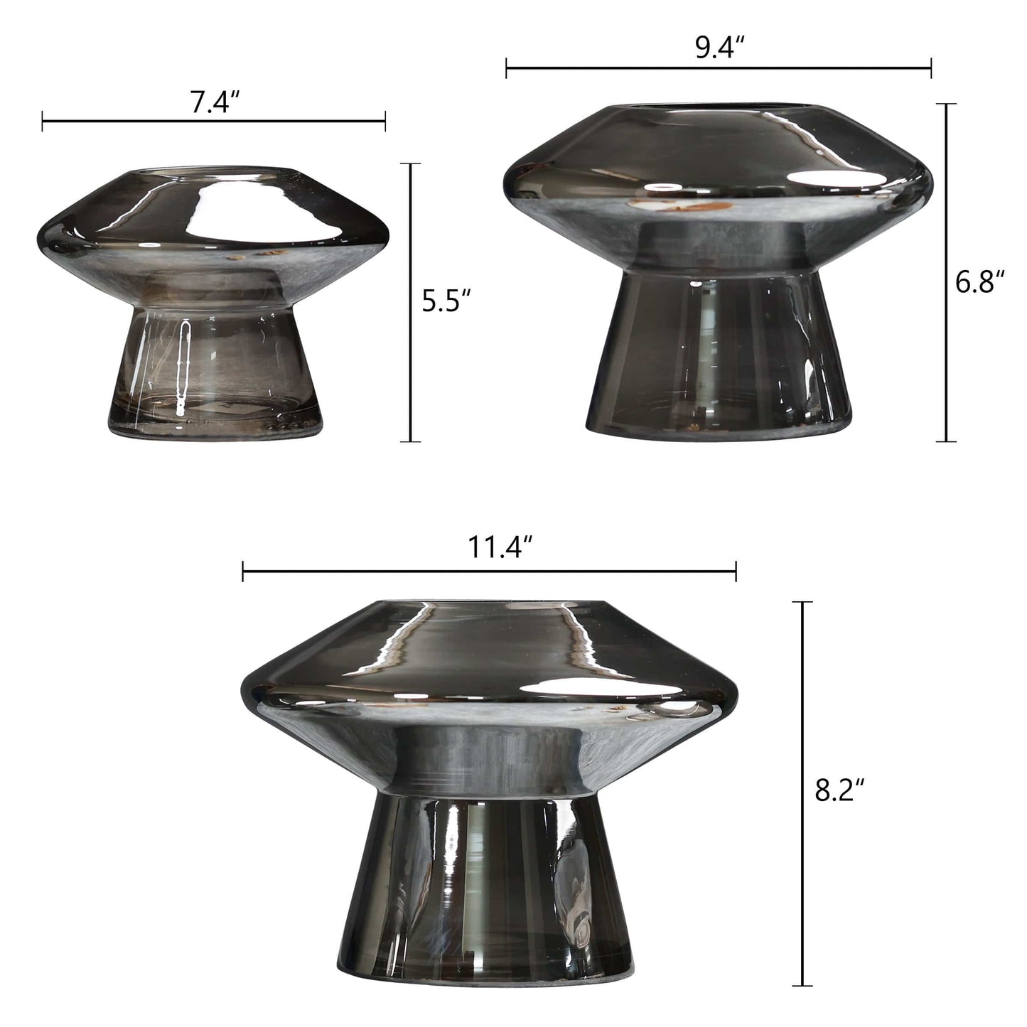 Home Decor Selcouth Smokey Living room Grey Glass Vase - The Decor Circle