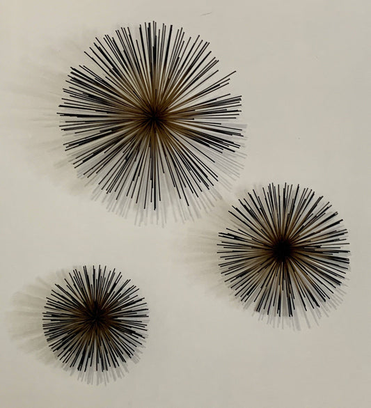 Wall Decor Metal Black Golden Flowers Wall Spikes (set of 3) - The Decor Circle