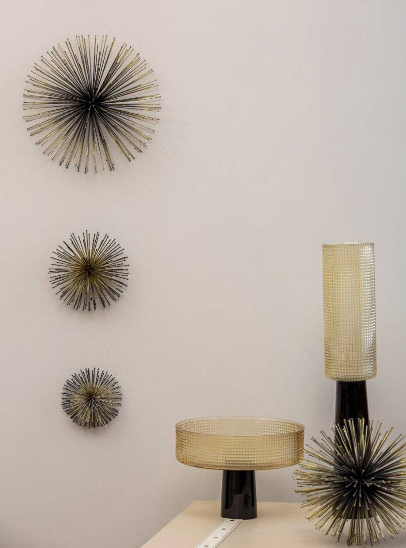Wall Decor Metal Black Golden Flowers Wall Spikes (set of 3) - The Decor Circle