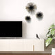 Metal Black Golden Flowers Wall Spikes (set of 3)