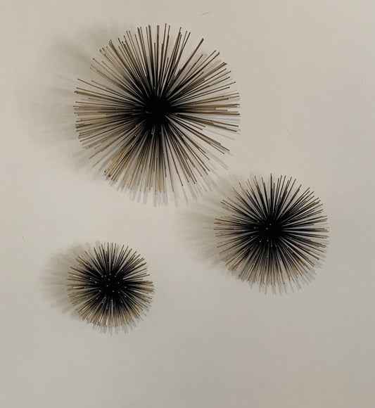 Wall Decor Metal Gold Black Flowers Wall Spikes (set of 3) - The Decor Circle