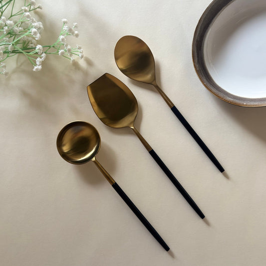 Nordic Black Gold Serving Spoons (Set of 3)