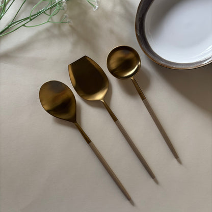 Nordic Beige Gold Serving Spoons (Set of 3)