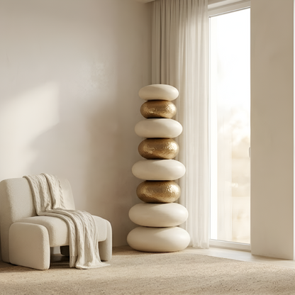 Sama Core - Ivory Bronze Wood Totem Sculpture