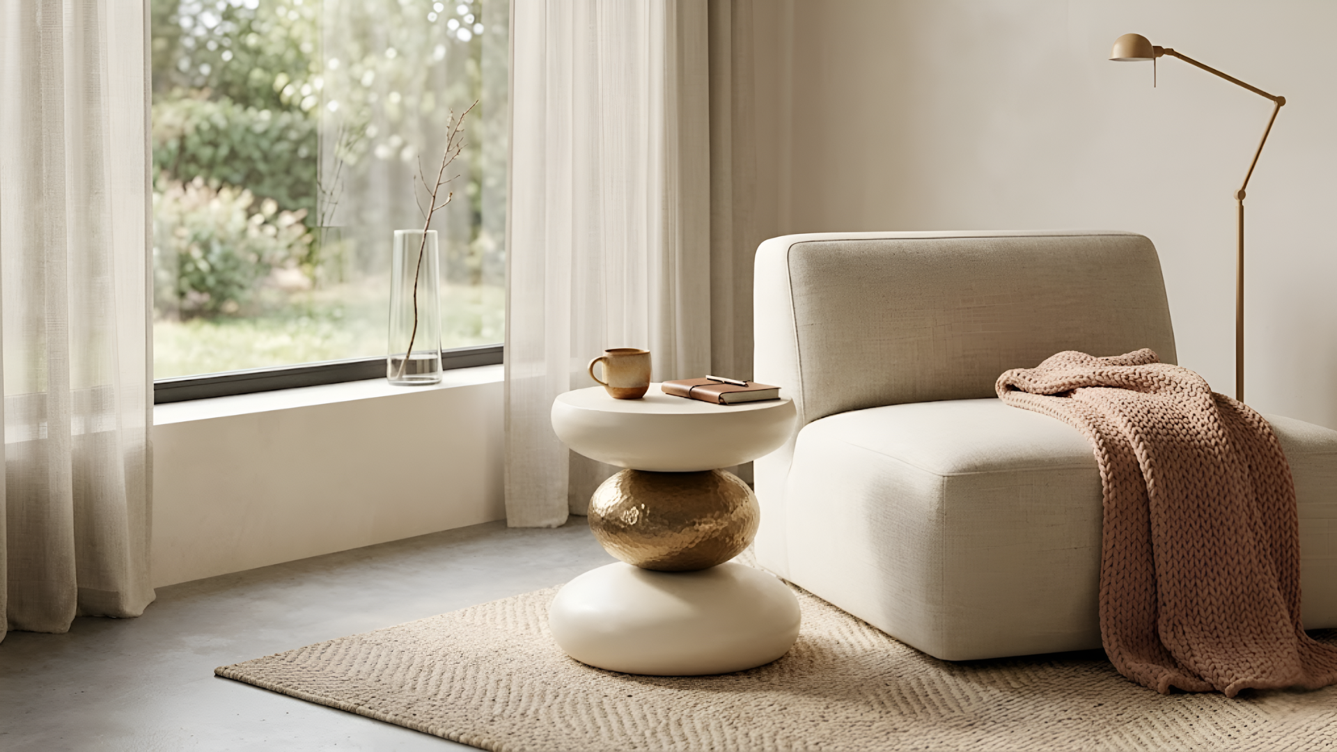 Sama Pebble - Ivory Bronze Side Table
