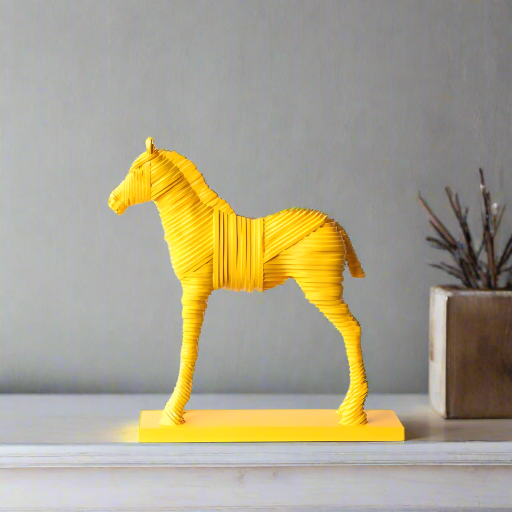 Apricus Horse – Yellow Resin Sculpture | The Decor Circle