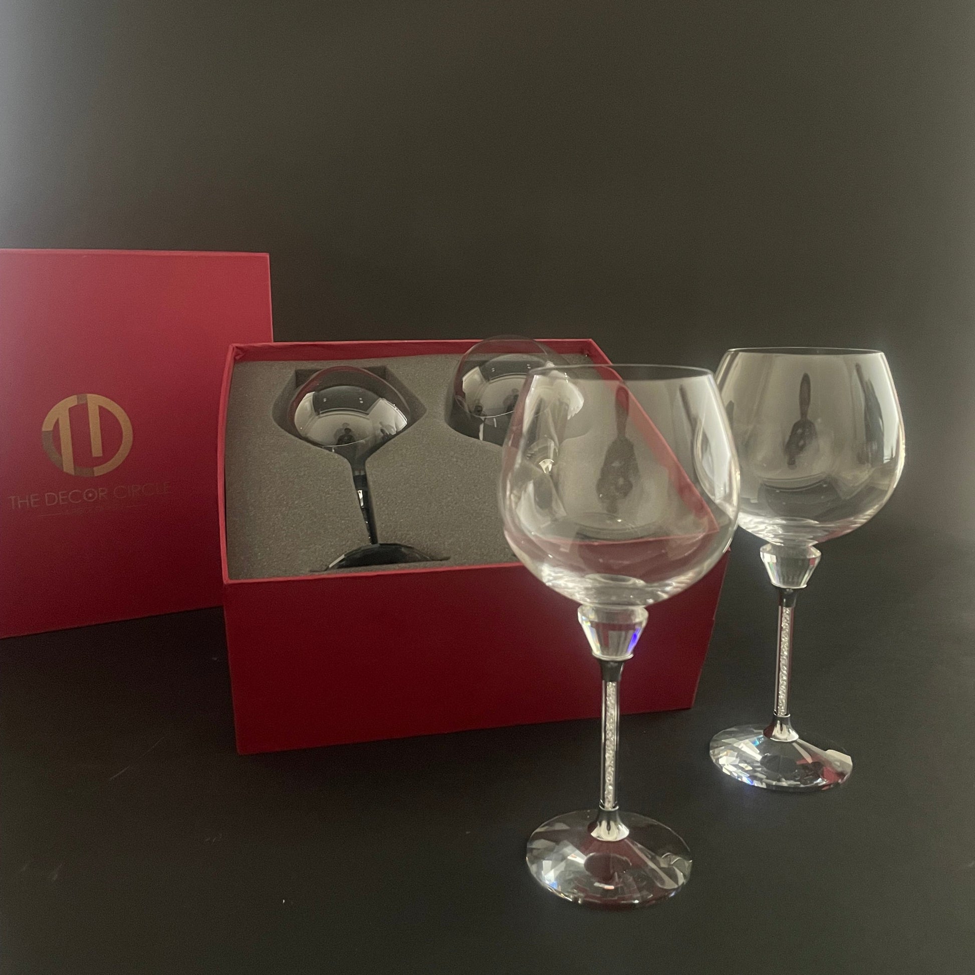 Silver Swarovski Wine glass Gift Box (Set of 2)