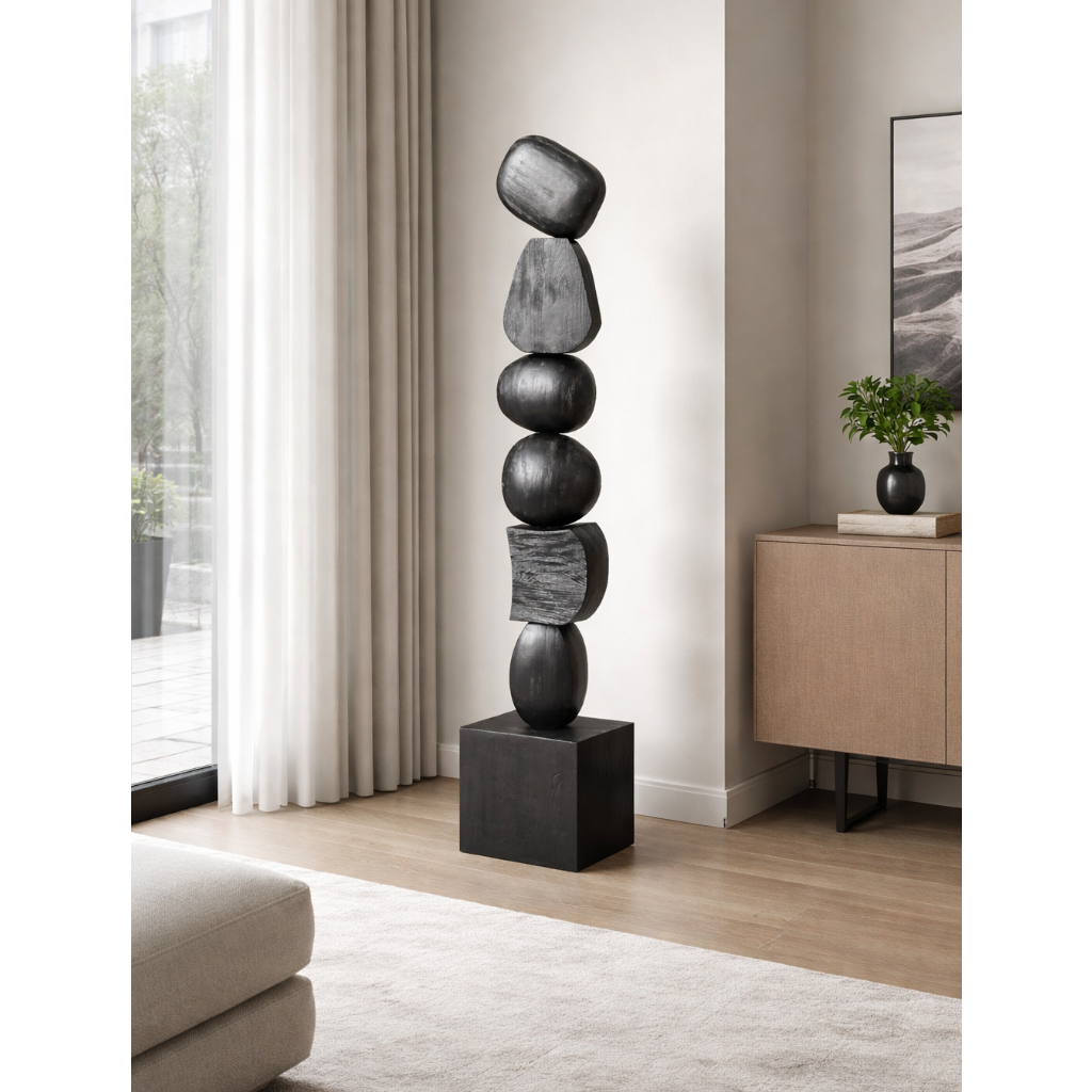 Black Wood Japandi Large Sculpture
