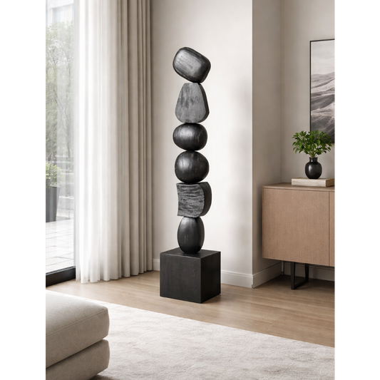 Black Wood Japandi Large Sculpture