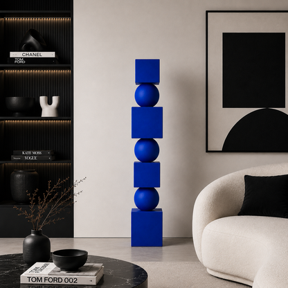 Modern Living Room Blue Wooden Totem