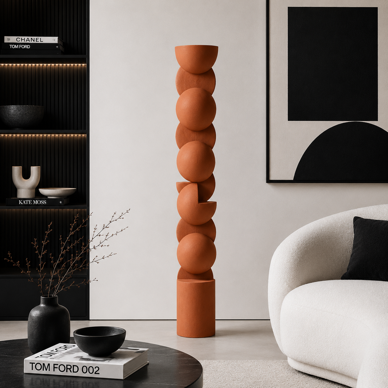 Luxury Terracotta Wooden Totem Sculpture (6 feet)