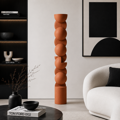 Luxury Terracotta Wooden Totem Sculpture (6 feet)
