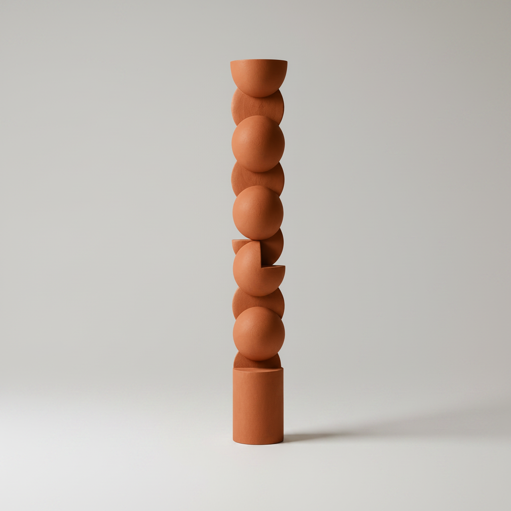 Luxury Terracotta Wooden Totem Sculpture (6 feet)