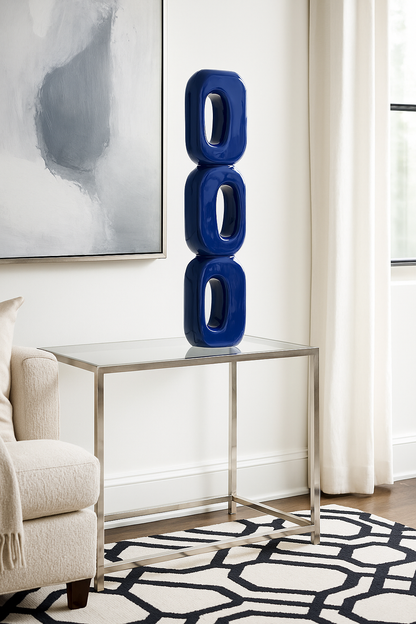 Totem Wooden Abstract Blue Sculpture