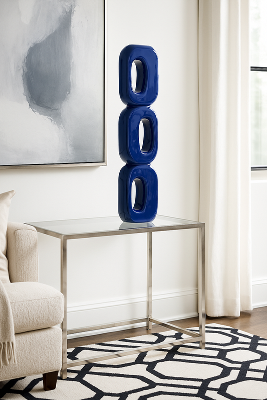 Totem Wooden Abstract Blue Sculpture