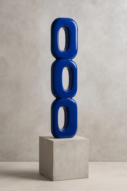 Totem Wooden Abstract Blue Sculpture