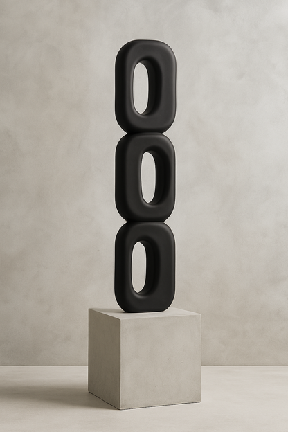 Totem Wooden Abstract Black Sculpture
