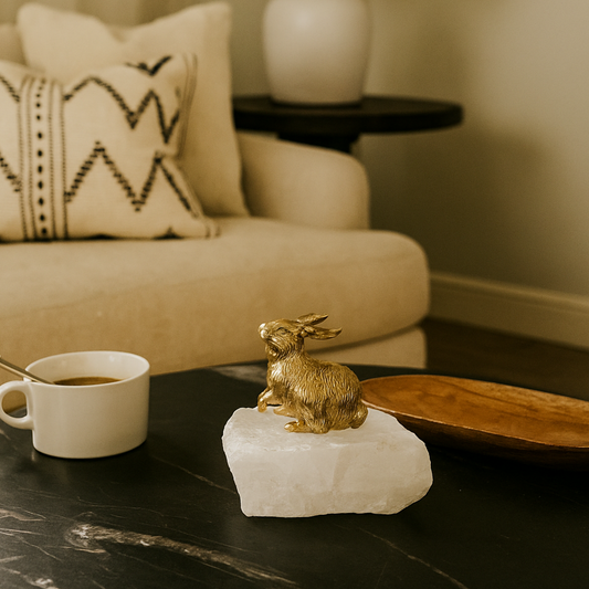 Cudio Crystal Brass Rabbit Sculpture
