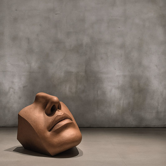 Curiosus large metal sculpture in matt gold finish for modern living room décor