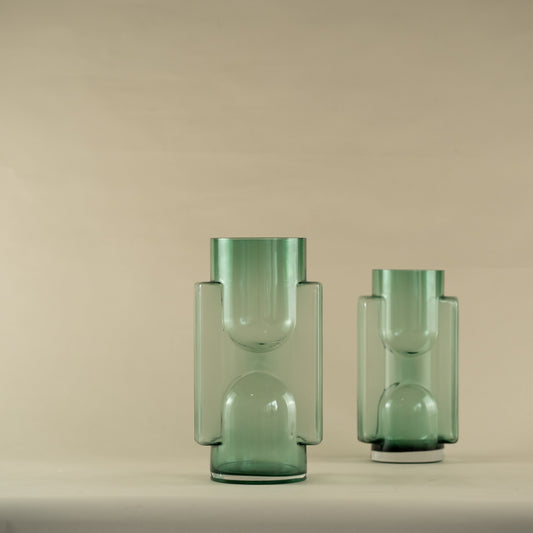 Viridis Cylindrical Green Glass Vase (Large)