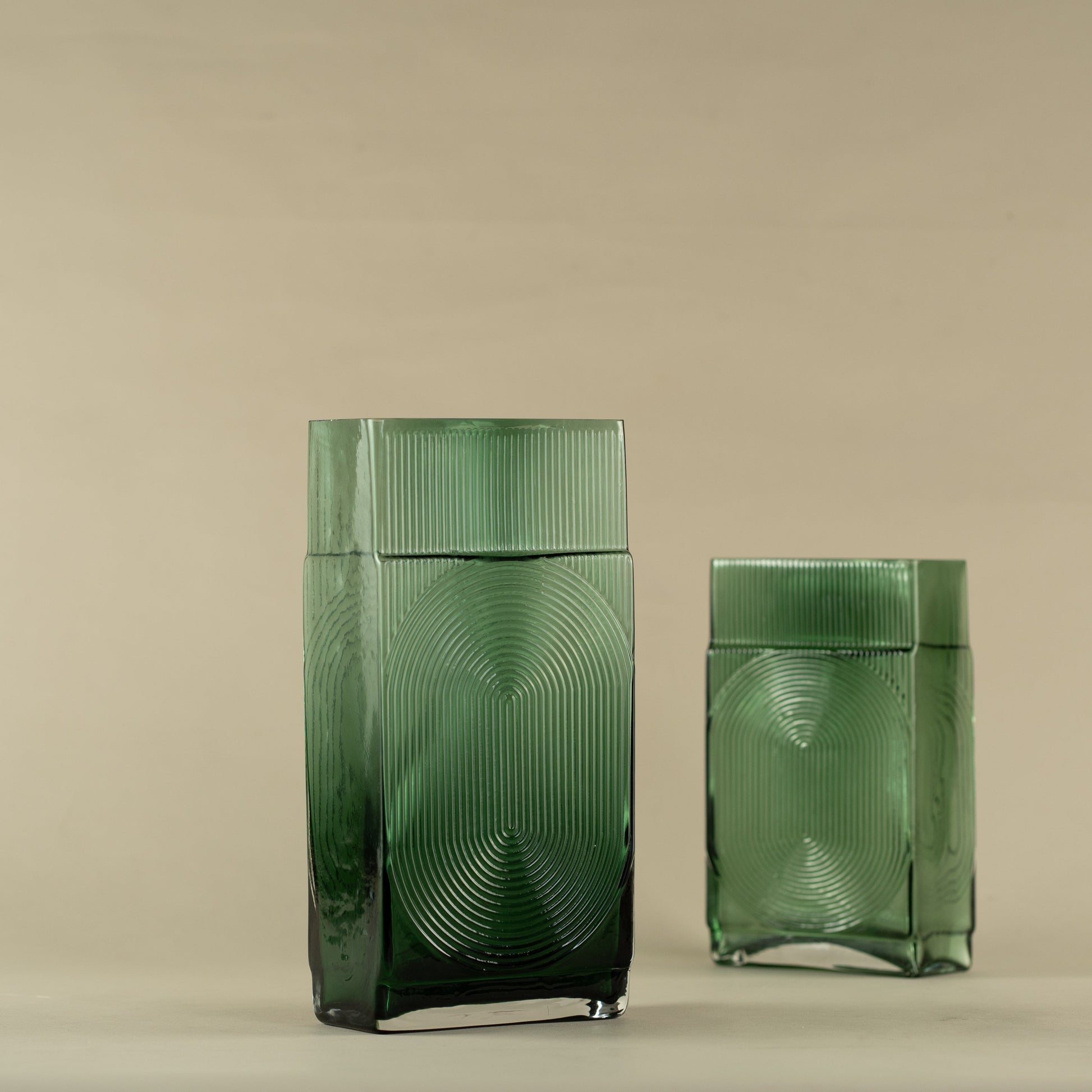 Cuboid Green Glass Vase (Large)