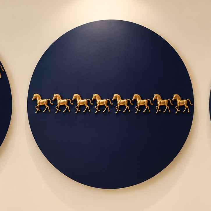 Brass Horse Sphere Metal Wall Art (Set of 3) | Contemporary Art Installation