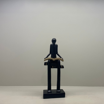 Liber Black Reading Man Sculpture