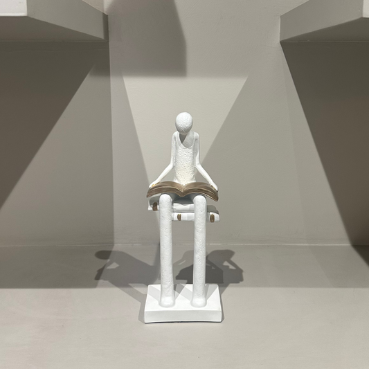 Liber White Reading Man Sculpture